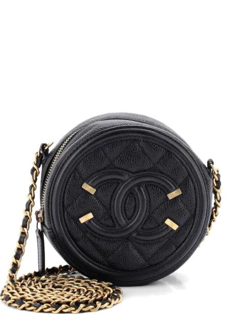 Filigree Round Clutch with Chain Quilted Caviar Mini crossbody bag by CHANEL 