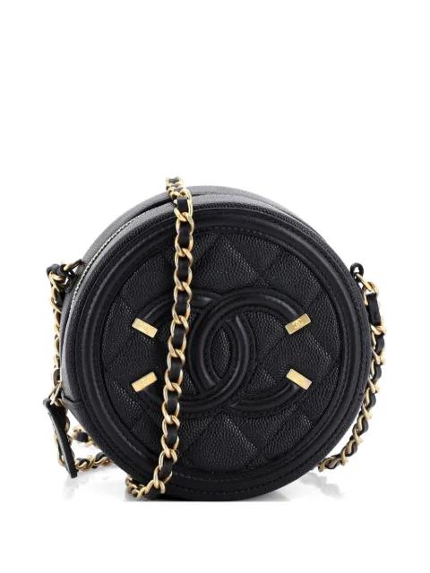 Filigree Round Clutch with Chain Quilted Caviar Mini crossbody bag by CHANEL 
