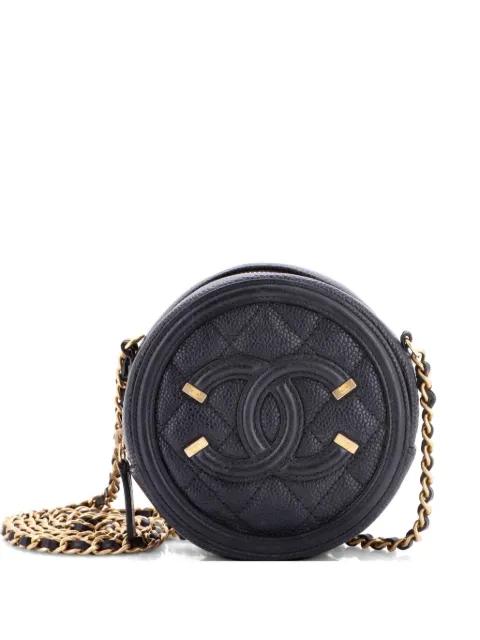 Filigree Round Clutch with Chain Quilted Caviar Mini crossbody bag by CHANEL 