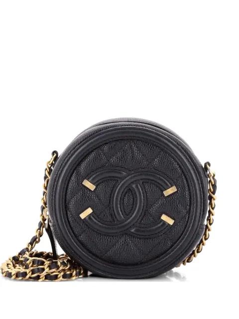 Filigree Round Clutch with Chain Quilted Caviar Mini crossbody bag by CHANEL 