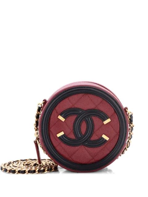 Filigree Round Clutch with Chain Quilted Caviar Mini crossbody bag by CHANEL 