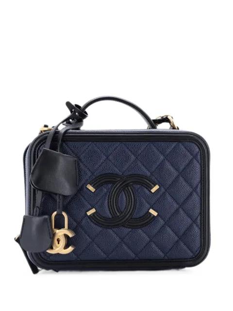 Filigree Vanity Case Quilted Caviar Medium satchel by CHANEL 