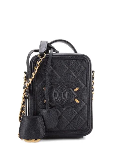 Filigree Vertical Vanity Case Quilted Caviar crossbody bag by CHANEL 