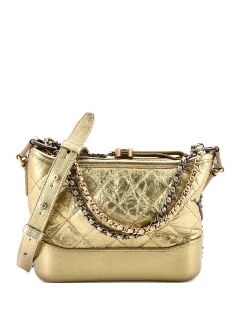 Gabrielle Quilted Metallic Aged Calfskin Small hobo bag by CHANEL 
