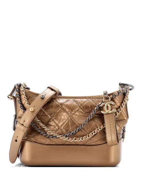 Gabrielle Quilted Metallic Aged Calfskin Small hobo bag by CHANEL 