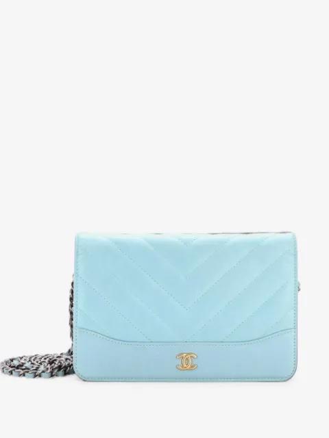 Gabrielle Wallet on Chain Chevron Aged Calfskin crossbody bag by CHANEL 
