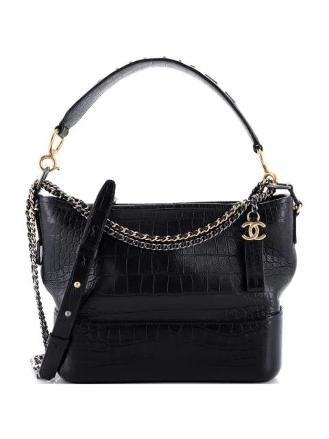 Gabrielle with Logo Handle Crocodile Embossed Calfskin Medium hobo bag by CHANEL 