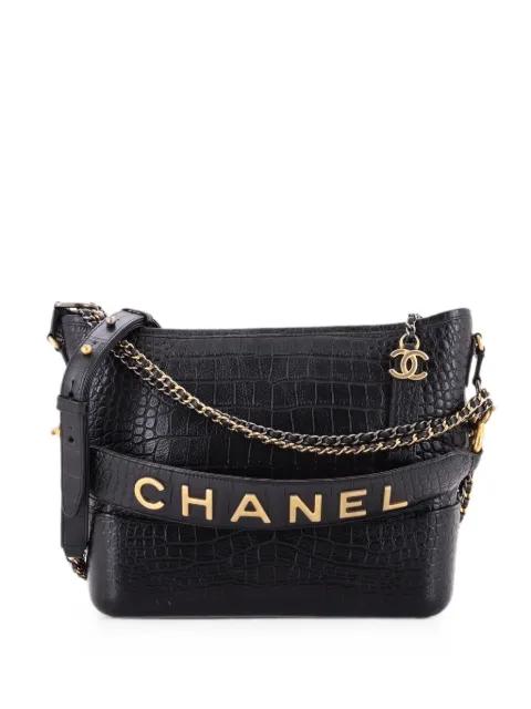 Gabrielle with Logo Handle Crocodile Embossed Calfskin Medium hobo bag by CHANEL 