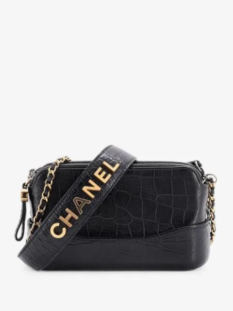 Gabrielle with Logo Handle Crocodile Embossed Calfskin Small hobo bag by CHANEL 