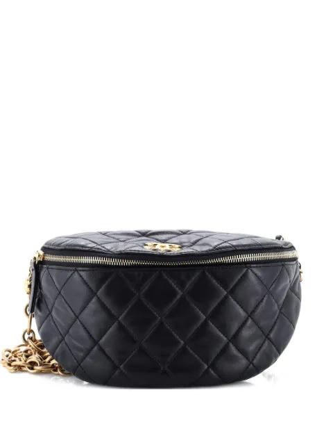 Jeweled CC Waist Bag Quilted Lambskin with Faux Pearls belt bag by CHANEL 