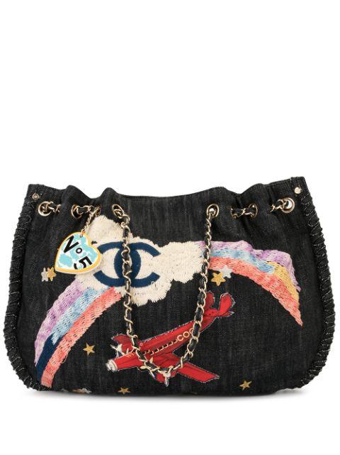 Jumbo XL rainbow embroidery tote by CHANEL 