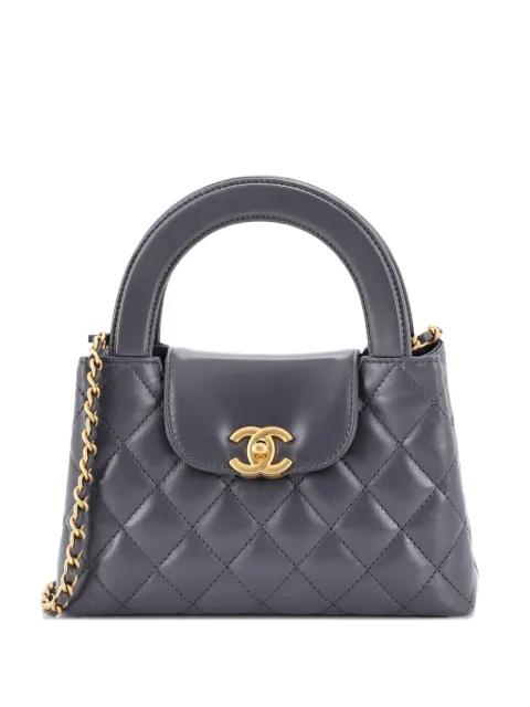 Kelly Top Handle Shopping Bag Quilted Shiny Aged Calfskin Mini satchel by CHANEL 