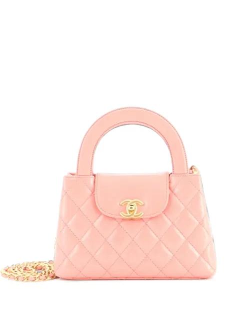 Kelly Top Handle Shopping Bag Quilted Shiny Aged Calfskin Mini satchel by CHANEL 