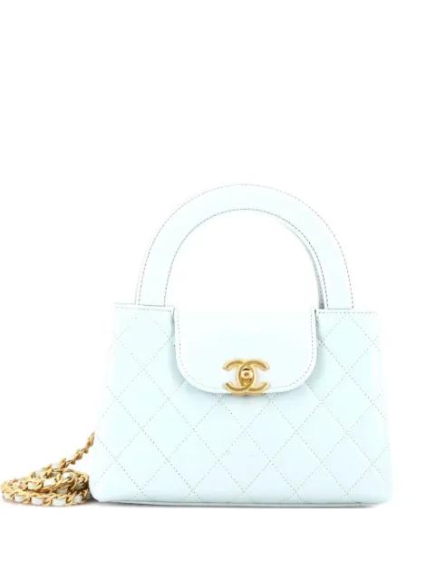 Kelly Top Handle Shopping Bag Quilted Shiny Aged Calfskin Mini satchel by CHANEL 