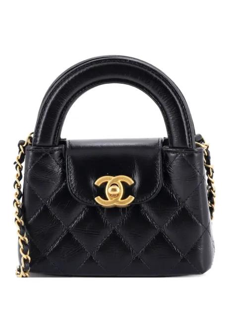 Kelly Top Handle Shopping Bag Quilted Shiny Aged Calfskin Nano crossbody bag by CHANEL 