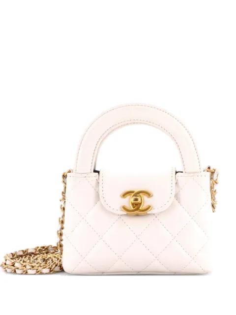Kelly Top Handle Shopping Bag Quilted Shiny Aged Calfskin Nano crossbody bag by CHANEL 