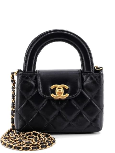 Kelly Top Handle Shopping Bag Quilted Shiny Aged Calfskin Nano crossbody bag by CHANEL 