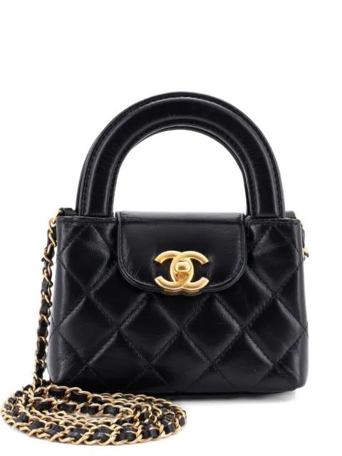 Kelly Top Handle Shopping Bag Quilted Shiny Aged Calfskin Nano crossbody bag by CHANEL 