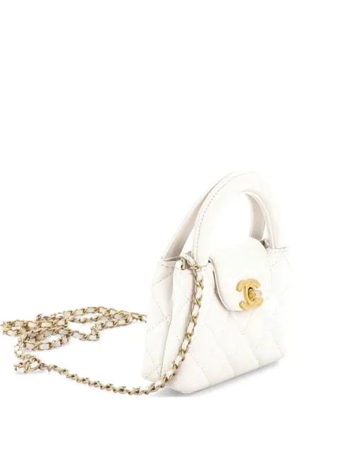 Kelly Top Handle Shopping Bag Quilted Shiny Aged Calfskin Nano crossbody bag by CHANEL 