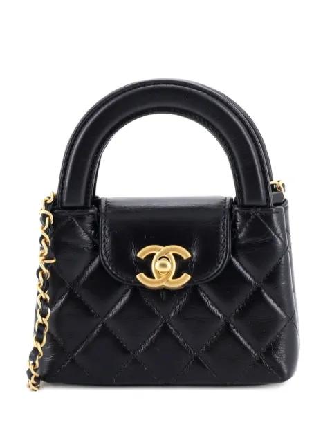 Kelly Top Handle Shopping Bag Quilted Shiny Aged Calfskin Nano crossbody bag by CHANEL 