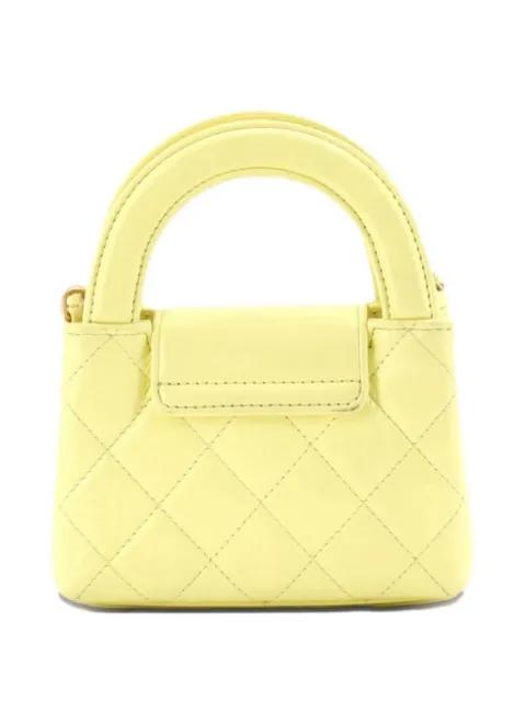 Kelly Top Handle Shopping Bag Quilted Shiny Aged Calfskin Nano crossbody bag by CHANEL 