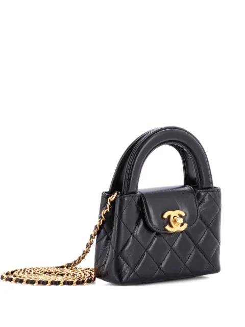 Kelly Top Handle Shopping Bag Quilted Shiny Aged Calfskin Nano crossbody bag by CHANEL 