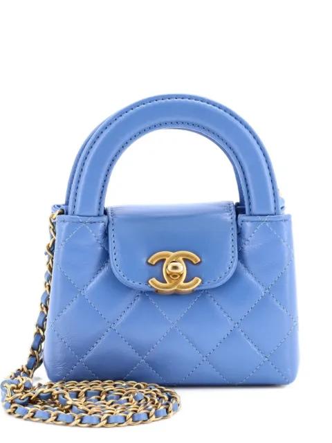 Kelly Top Handle Shopping Bag Quilted Shiny Aged Calfskin Nano crossbody bag by CHANEL 