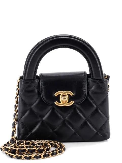 Kelly Top Handle Shopping Bag Quilted Shiny Aged Calfskin Nano crossbody bag by CHANEL 