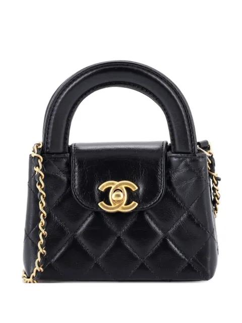 Kelly Top Handle Shopping Bag Quilted Shiny Aged Calfskin Nano crossbody bag by CHANEL 