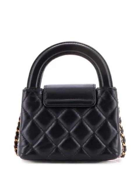 Kelly Top Handle Shopping Bag Quilted Shiny Aged Calfskin Nano crossbody bag by CHANEL 