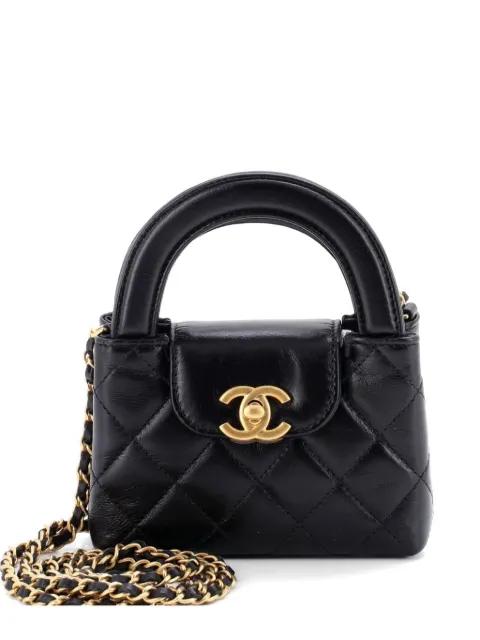 Kelly Top Handle Shopping Bag Quilted Shiny Aged Calfskin Nano crossbody bag by CHANEL 