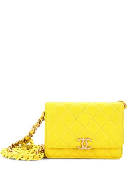 Lacquered Metal CC Wallet on Chain Quilted Lambskin Mini crossbody bag by CHANEL 