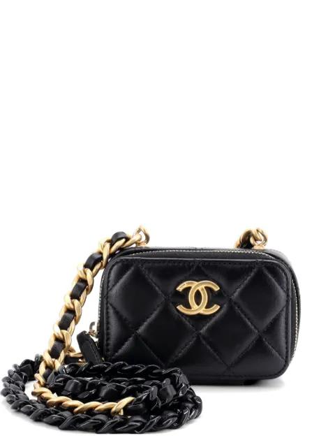 Lacquered Metal CC Zip Around Card Holder on Chain Quilted Lambskin clutch bag by CHANEL 