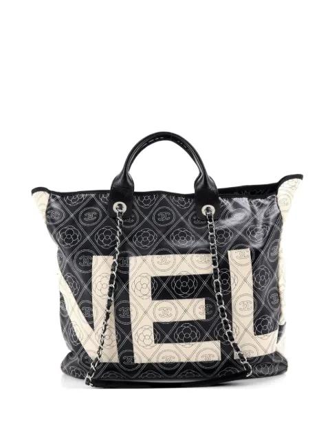 Logo Camellia Shopping Printed Coated Canvas Medium tote bag by CHANEL 