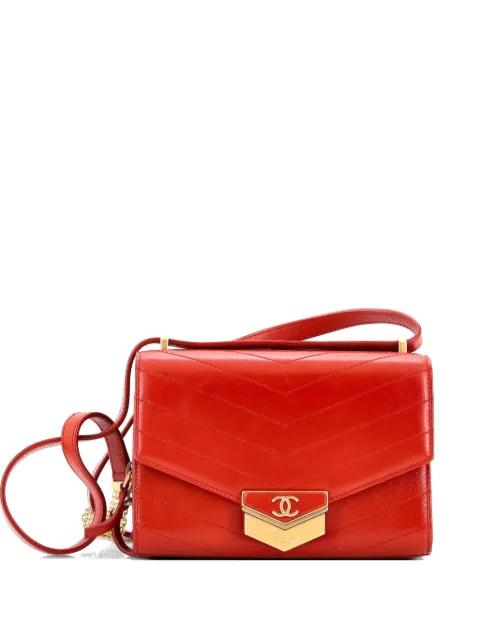 Medal Envelope Flap Bag Chevron Calfskin Small crossbody bag by CHANEL 