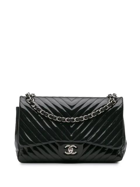 2015-2016 Jumbo Classic Chevron Patent Double Flap shoulder bag by CHANEL PRE-OWNED