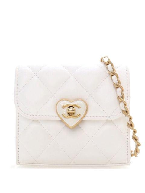 2021-2023 Mini Quilted Lambskin CC Enamel Heart Clutch With Chain crossbody bag by CHANEL PRE-OWNED