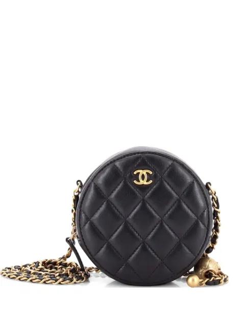 Pearl Crush Round with Chain Quilted Lambskin clutch bag by CHANEL 