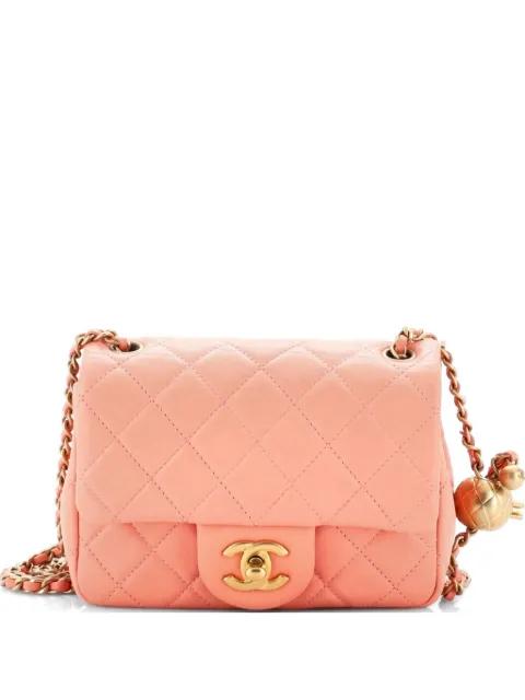 Pearl Crush Square Flap Bag Quilted Lambskin Mini crossbody bag by CHANEL 