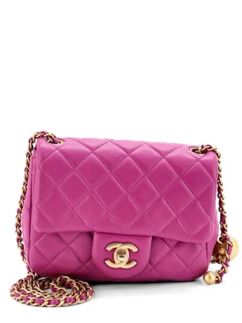 Pearl Crush Square Flap Bag Quilted Lambskin Mini crossbody bag by CHANEL 