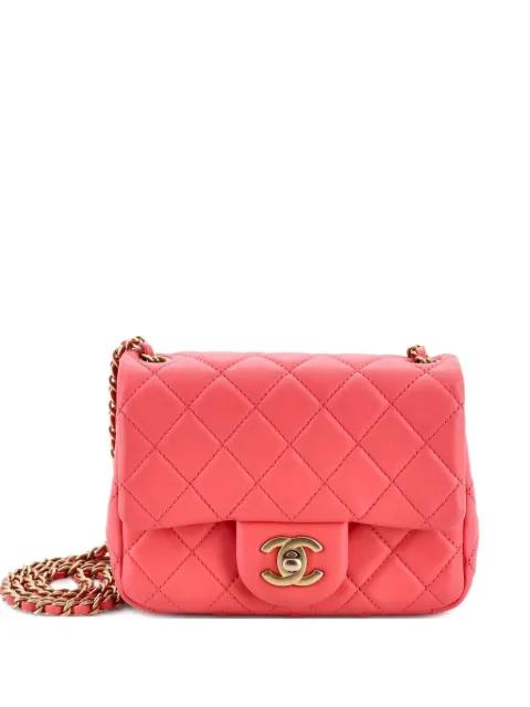 Pearl Crush Square Flap Bag Quilted Lambskin Mini crossbody bag by CHANEL 