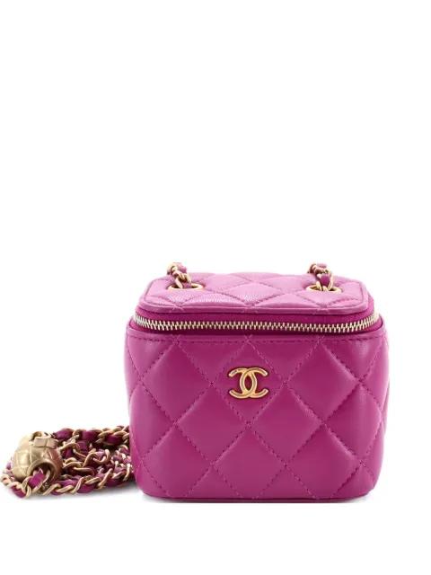 Pearl Crush Vanity Case with Chain Quilted Lambskin Mini clutch bag by CHANEL 