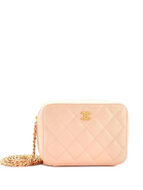 Pearl Crush Zip Around Vanity Case with Chain Quilted Lambskin Mini clutch bag by CHANEL 