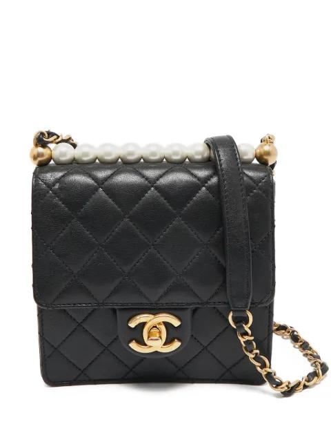 Pearl Flap leather cross body bag by CHANEL 