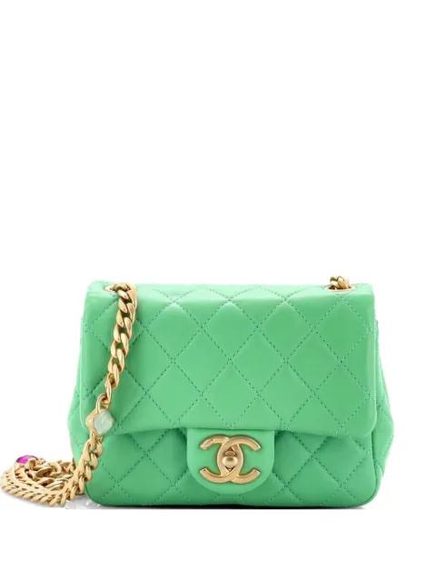 Pearl Samba Resin Chain Square Flap Bag Quilted Lambskin Mini crossbody bag by CHANEL 