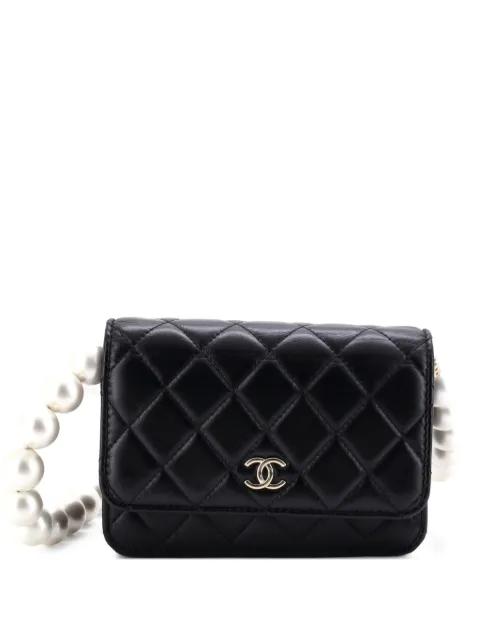 Pearl Strap CC Wallet on Chain Quilted Calfskin Mini crossbody bag by CHANEL 