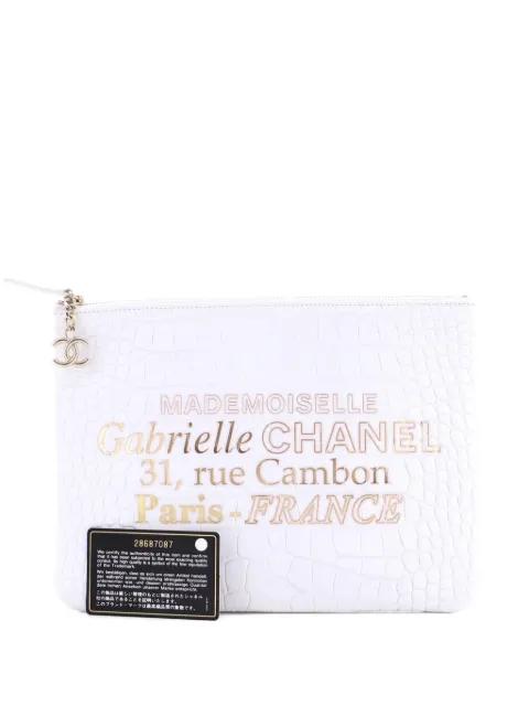 Signature O Case Pouch Printed Crocodile Embossed Calfskin Medium clutch bag by CHANEL 