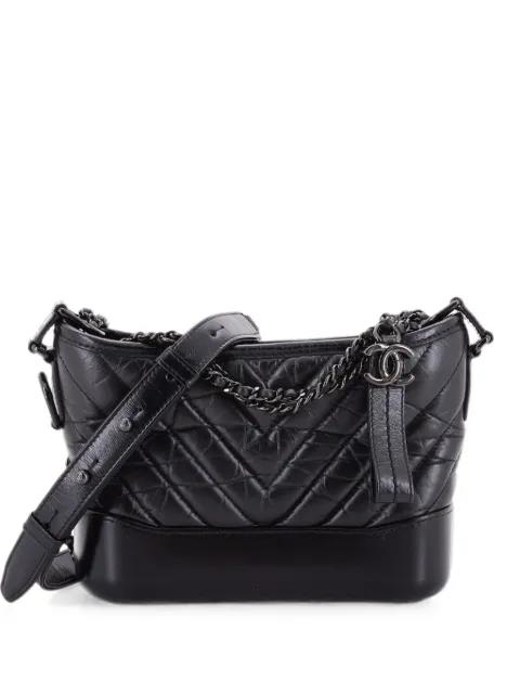 So Black Gabrielle Chevron Aged Calfskin Small hobo bag by CHANEL 