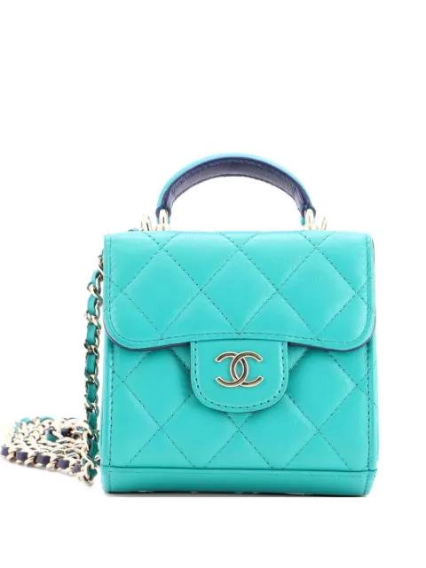 Square Classic Flap Top Handle Clutch with Chain Quilted Lambskin crossbody bag by CHANEL 