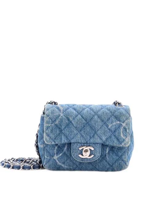 Square Classic Single Flap Bag Quilted CC Printed Denim Mini crossbody bag by CHANEL 